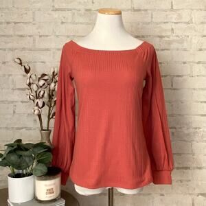 Nine West | Pink Off-the-Shoulder Long Sleeve Top